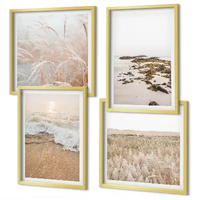 Wall art set beach waves and stones summer theme