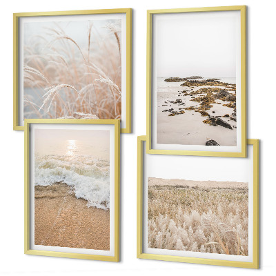 Wall art set Beach waves stones summer
