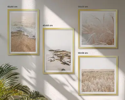 Wall art set beach waves and stones summer theme