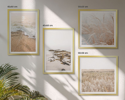 Wall art set Beach waves stones summer