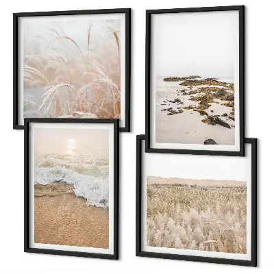 Wall art set beach waves and stones summer theme