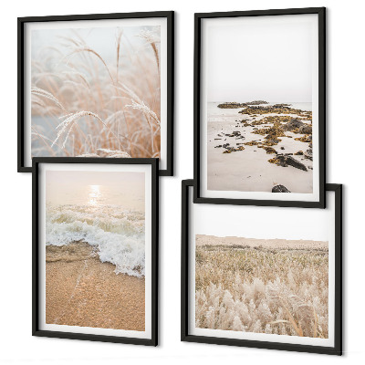 Wall art set Beach waves stones summer