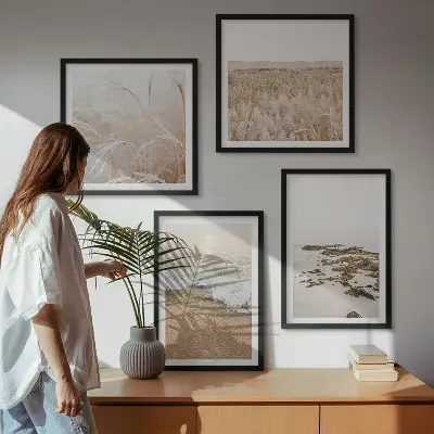 Wall art set beach waves and stones summer theme
