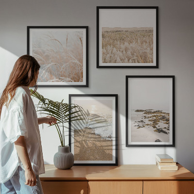Wall art set Beach waves stones summer
