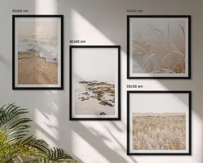 Wall art set beach waves and stones summer theme