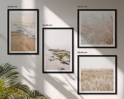Wall art set Beach waves stones summer
