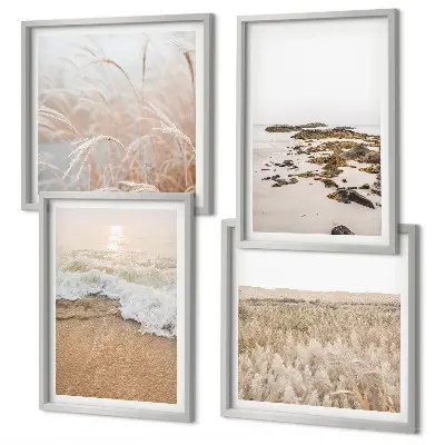 Wall art set beach waves and stones summer theme