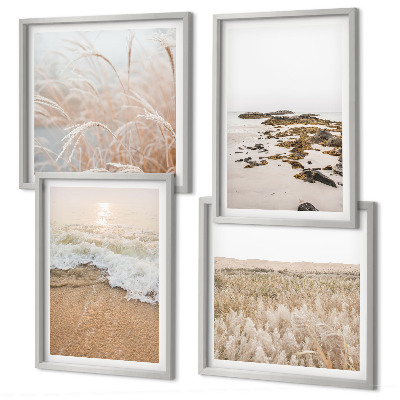 Wall art set Beach waves stones summer