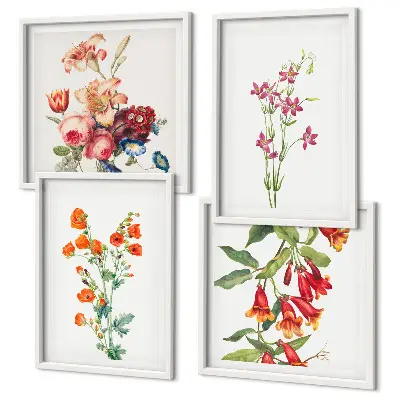 Multi-piece wall decor set floral painting in a retro style