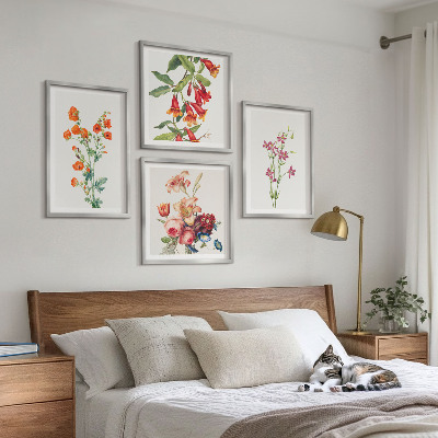Multi-piece wall decor set Flowers painting retro style