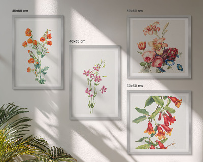 Multi-piece wall decor set Flowers painting retro style