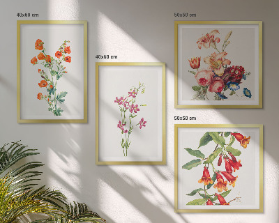 Multi-piece wall decor set Flowers painting retro style