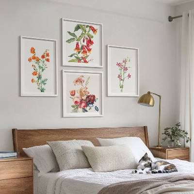 Multi-piece wall decor set Flowers painting retro style