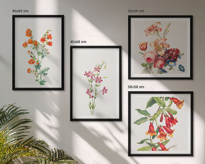 Multi-piece wall decor set Flowers painting retro style