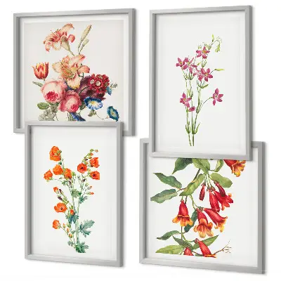 Multi-piece wall decor set floral painting in a retro style