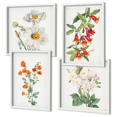 Retro floral painting wall art set