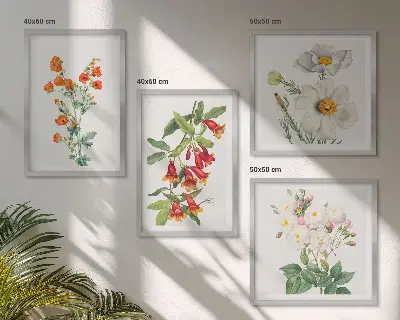 Retro floral painting wall art set