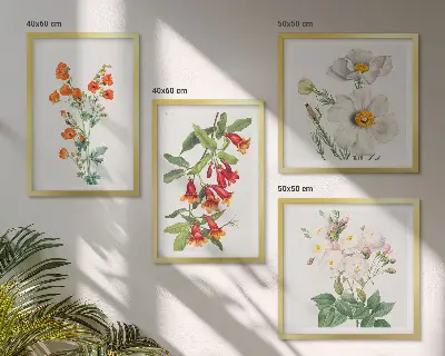 Retro floral painting wall art set