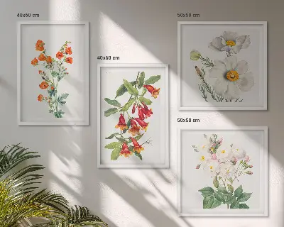 Retro floral painting wall art set