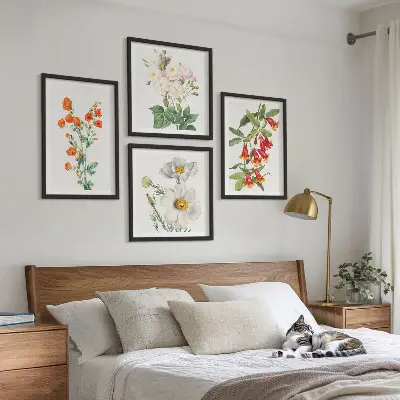 Retro floral painting wall art set