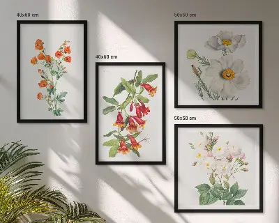 Retro floral painting wall art set