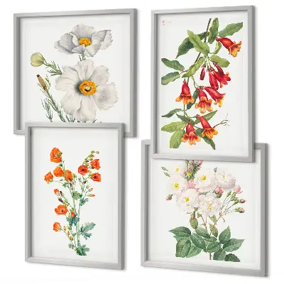 Retro floral painting wall art set