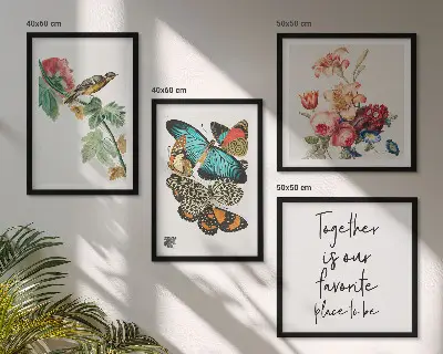 Pastel flowers butterflies and birds wall art set of 4 pieces