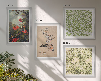 Multi-piece wall decor set Flowers and birds in natural surroundings