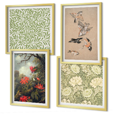 Multi-piece wall decor set Flowers and birds in natural surroundings