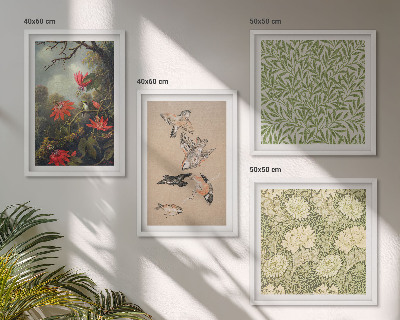 Multi-piece wall decor set Flowers and birds in natural surroundings