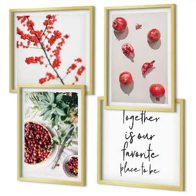 Minimalist red fruit wall art set of 4 pieces