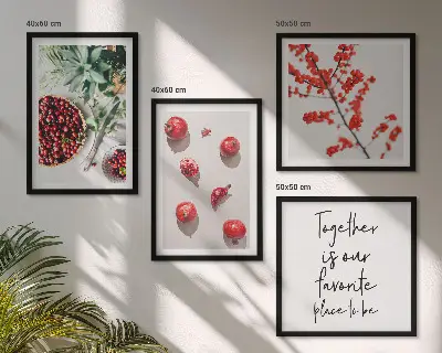 Minimalist red fruit wall art set of 4 pieces
