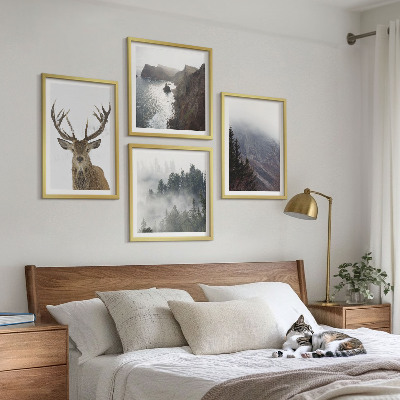 Multi-piece wall decor set Mountain landscape fog deer
