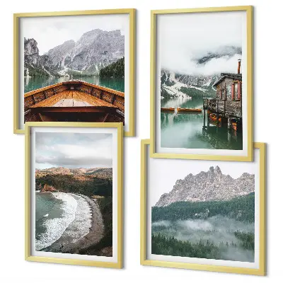 Mountain, beach, and boat wooden wall decor set multi-piece decorative wall art