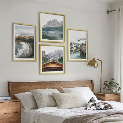 Mountain, beach, and boat wooden wall decor set multi-piece decorative wall art