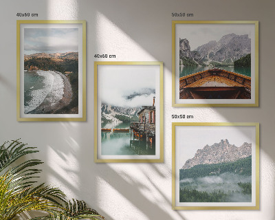 Multi-piece wall decor set Mountain beaches wooden house boat