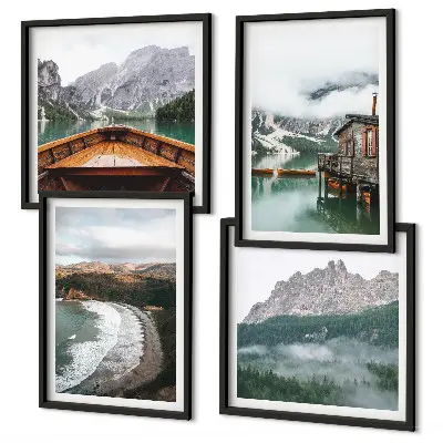 Mountain, beach, and boat wooden wall decor set multi-piece decorative wall art