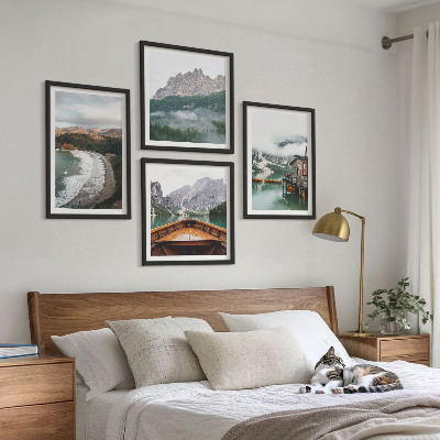 Multi-piece wall decor set Mountain beaches wooden house boat