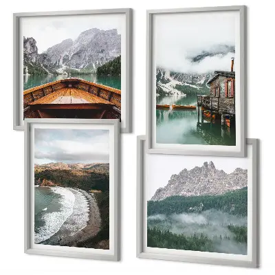 Mountain, beach, and boat wooden wall decor set multi-piece decorative wall art