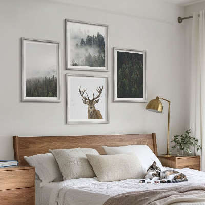 Wall art set Green forests misty landscape