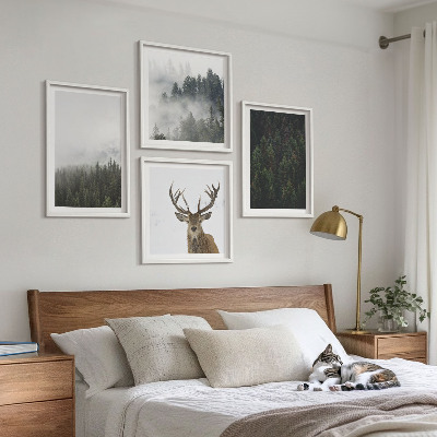 Wall art set Green forests misty landscape