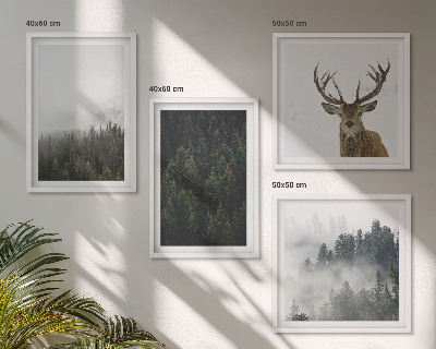 Wall art set Green forests misty landscape