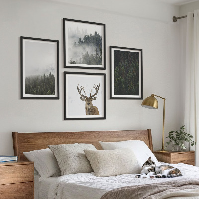 Wall art set Green forests misty landscape