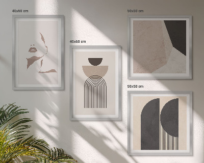 Set of 4 wall art pieces Abstract white brown patterns