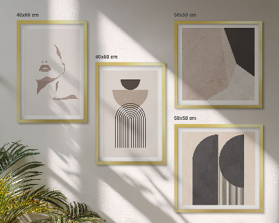 Set of 4 wall art pieces Abstract white brown patterns