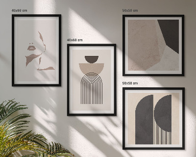 Set of 4 wall art pieces Abstract white brown patterns