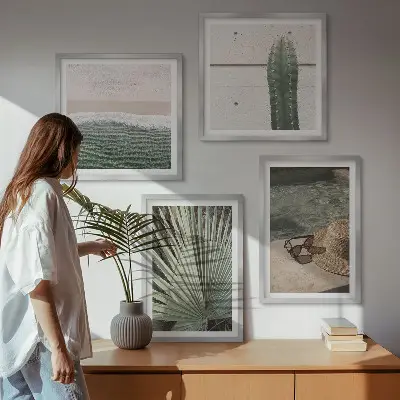 Tropical plants wall art set decorative botanical accessories
