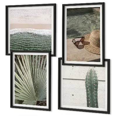 Tropical plants wall art set decorative botanical accessories