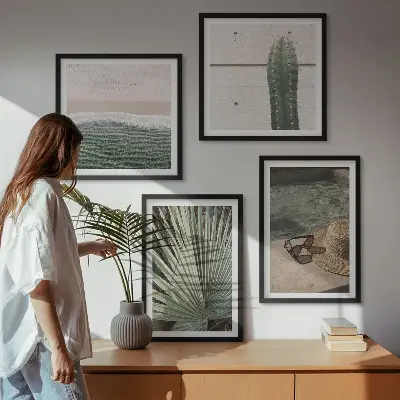 Tropical plants wall art set decorative botanical accessories
