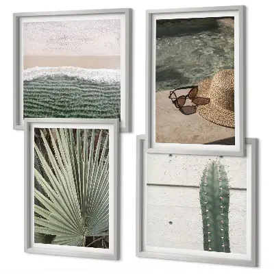 Tropical plants wall art set decorative botanical accessories
